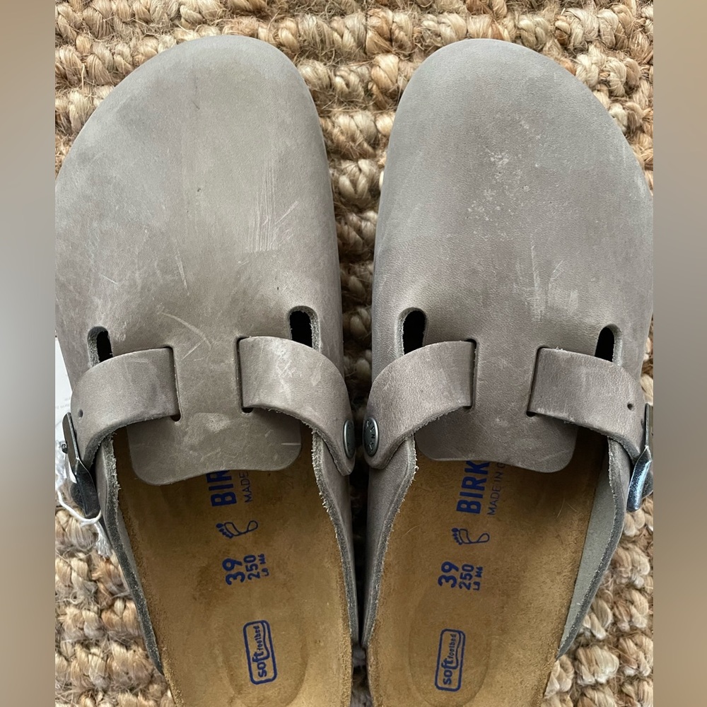 NWT Birkenstock Boston Oiled Leather “Iron” 39 EU